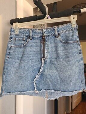 Pacsun Light Blue Distressed Denim Skirt - Unbranded